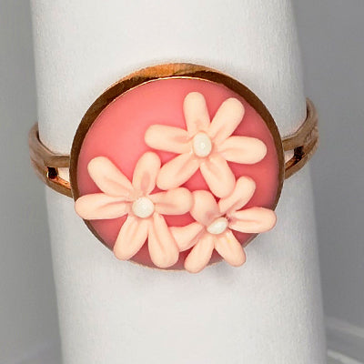 Coral Daisies (rose gold band)