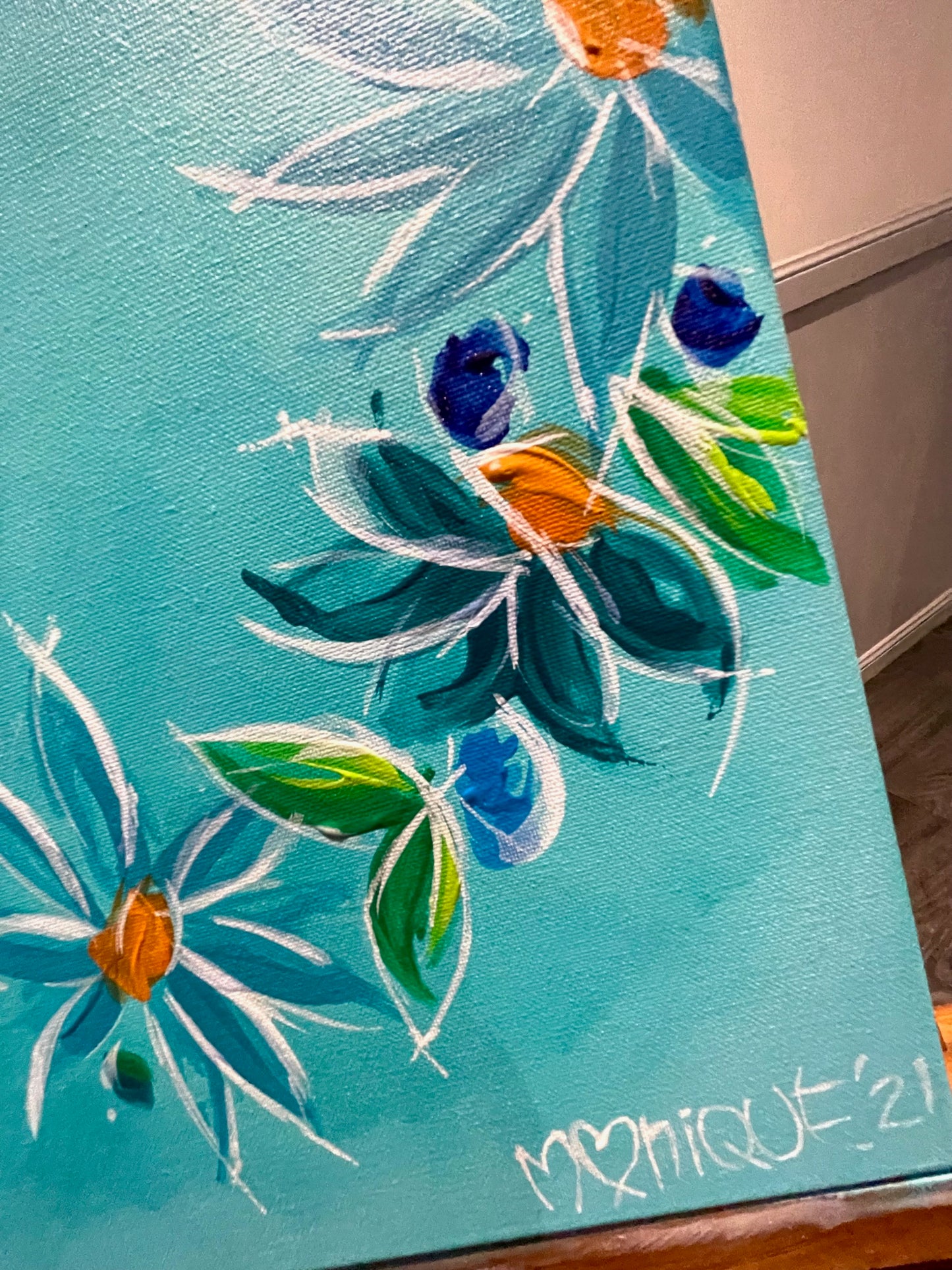 Tiffany blue flowers (40 x 50cm)