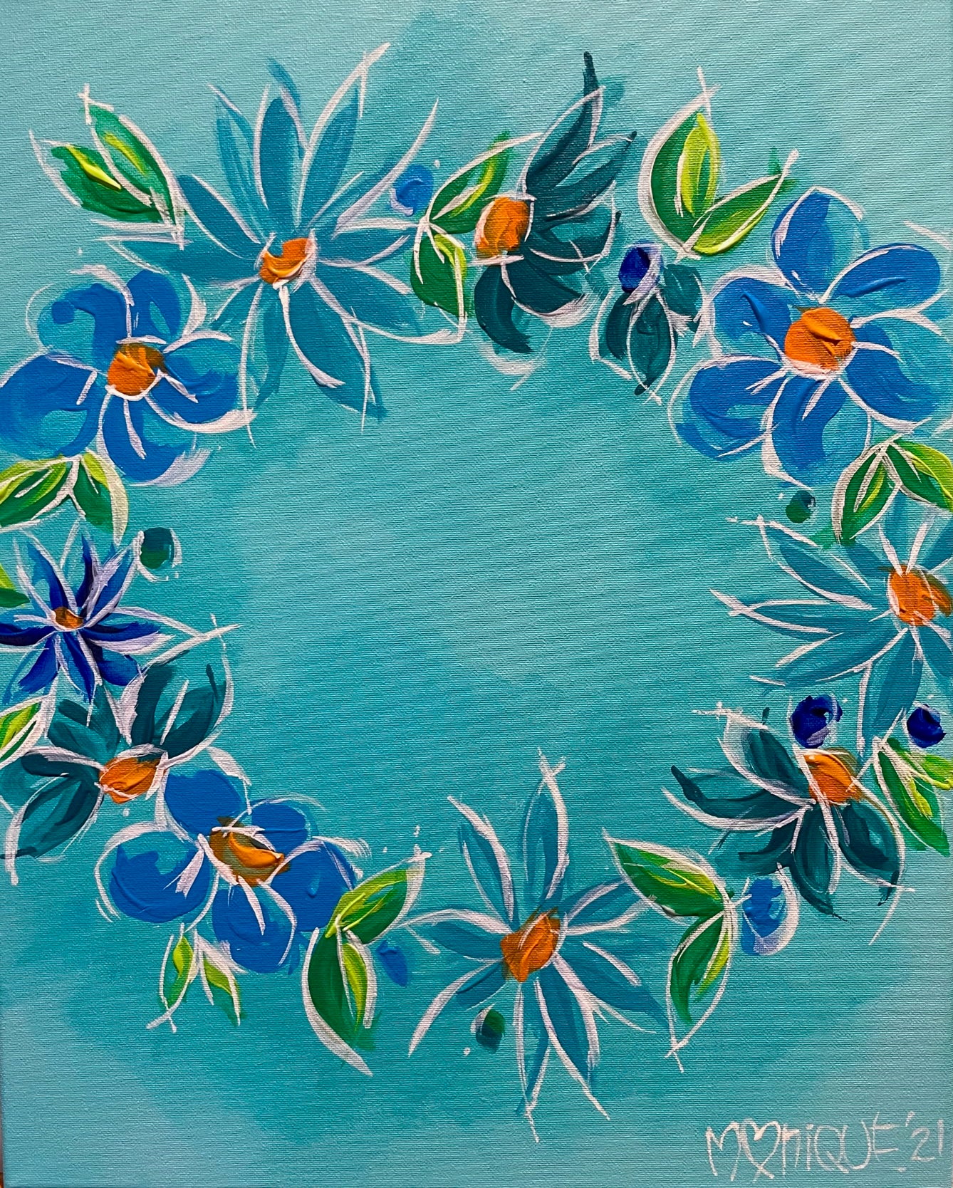 Tiffany blue flowers (40 x 50cm)