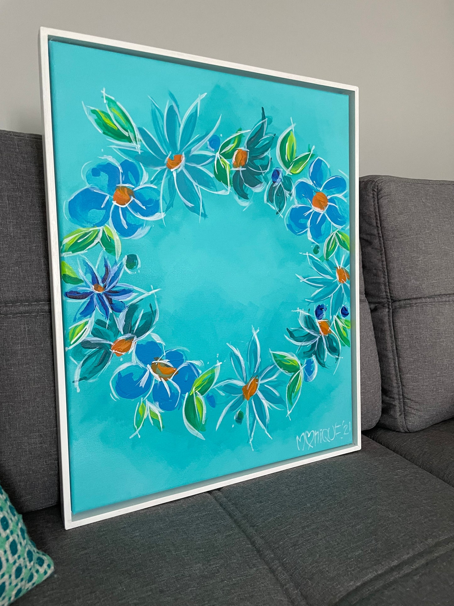 Tiffany blue flowers (40 x 50cm)