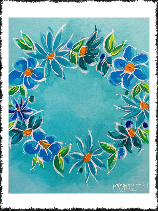 Tiffany blue flowers (40 x 50cm)